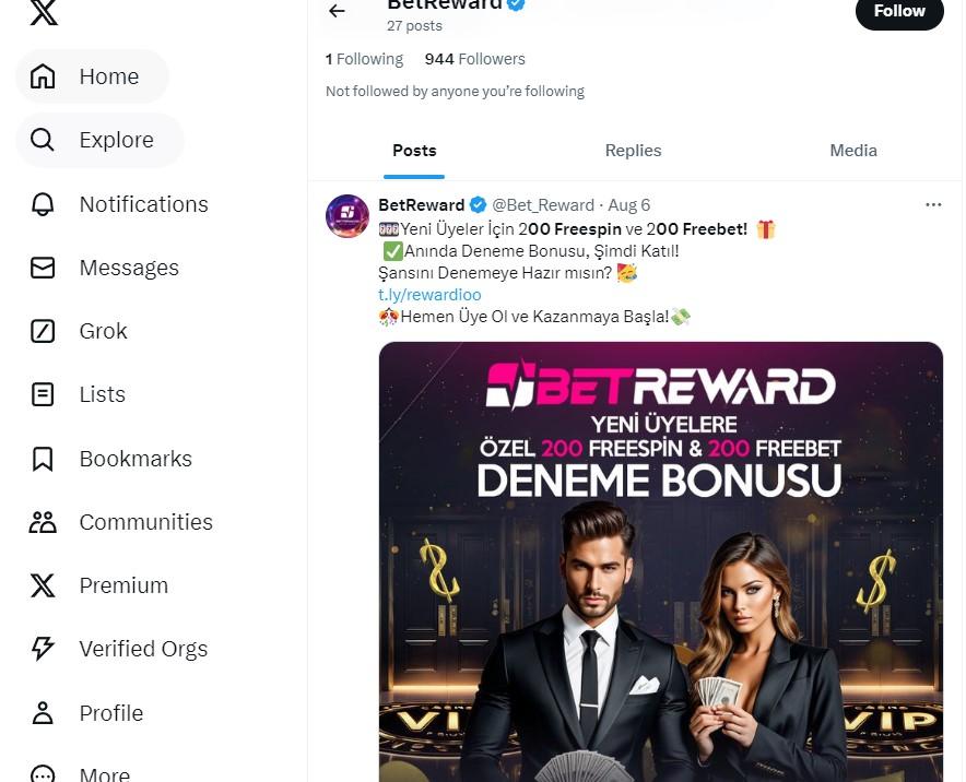Betreward mobil site
